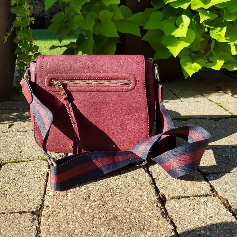 Marron and navy over the shoulder bag